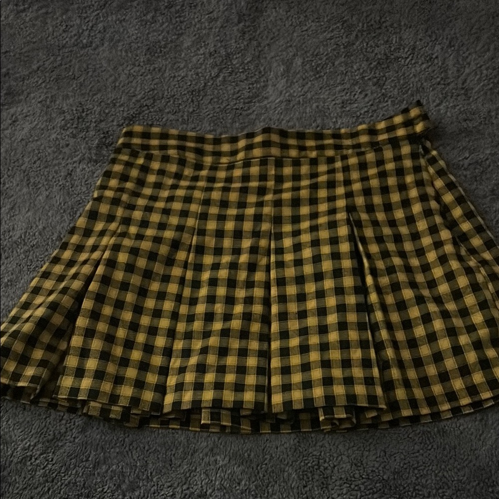 Yellow and Black Plaid Skirt